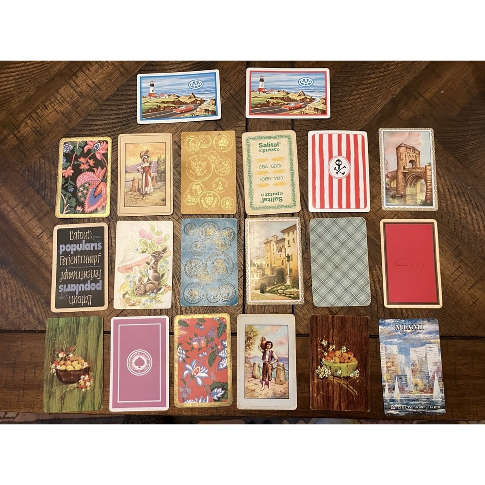 Playing Cards Lot of 20 Single Swap Art‎ Floral Deco Vintage French Advertising